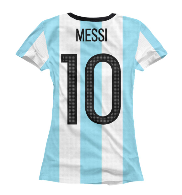 Женская футболка с изображением Месси Форма Сборной Аргентины цвета Белый