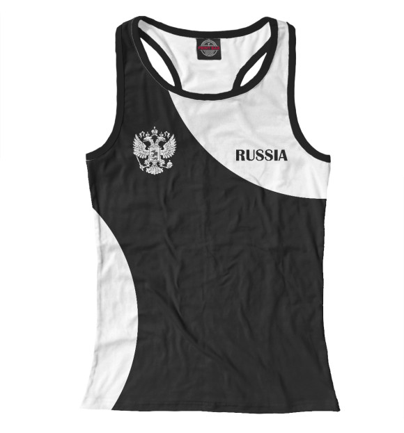 Женская майка-борцовка с изображением Russia Black&White цвета Белый