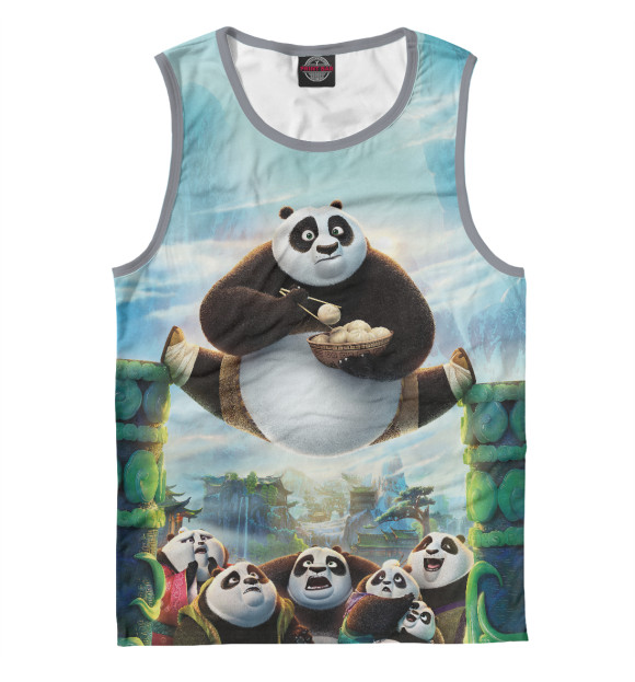 Мужская майка с изображением Кунг-Фу Панда цвета Белый
