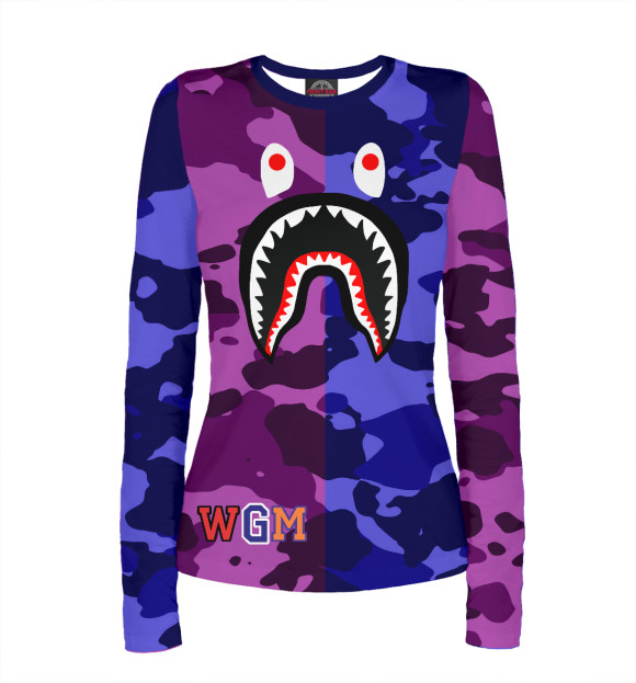 Женский лонгслив с изображением BAPE цвета Белый