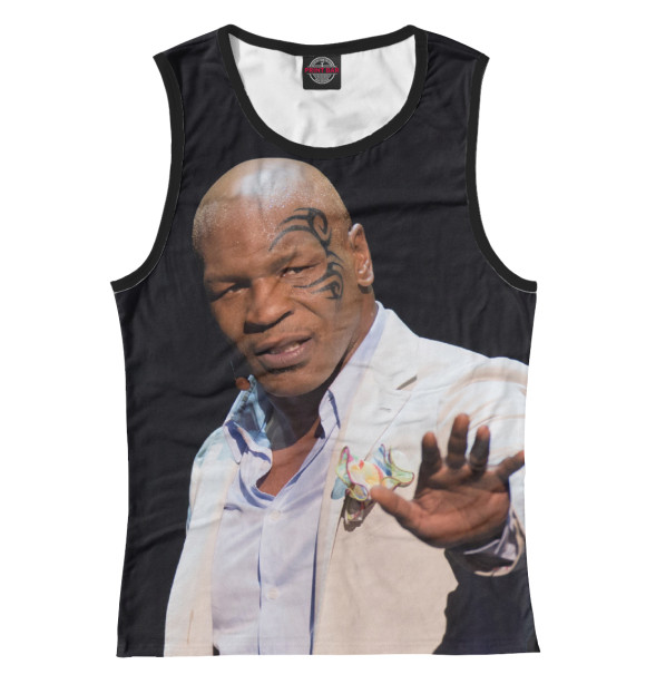 Майка для девочки с притом Майк Тайсон цвета Белый Майка для девочки с изображением Майк Тайсон цвета Белый