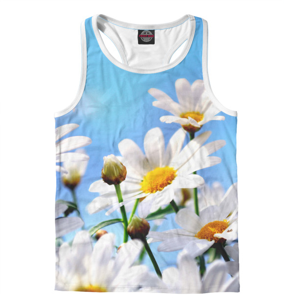 Мужская майка-борцовка с изображением Ромашки цвета Белый