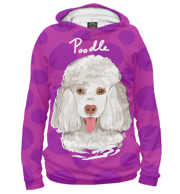 Мужское худи с изображением Poodle цвета Белый
