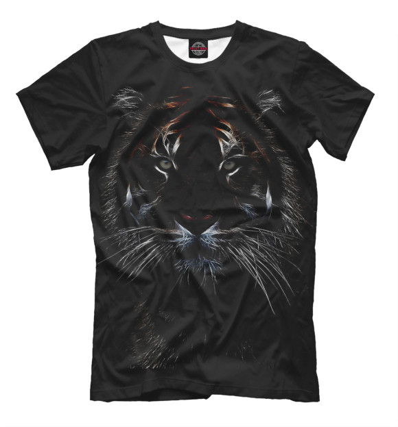 Мужская футболка с изображением Тигр цвета Черный