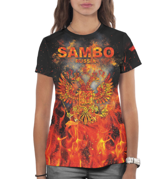 Женская футболка с изображением Самбо цвета Белый