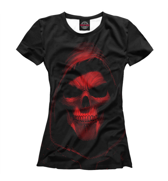 Футболка для девочек с изображением Red Line Skull цвета Белый