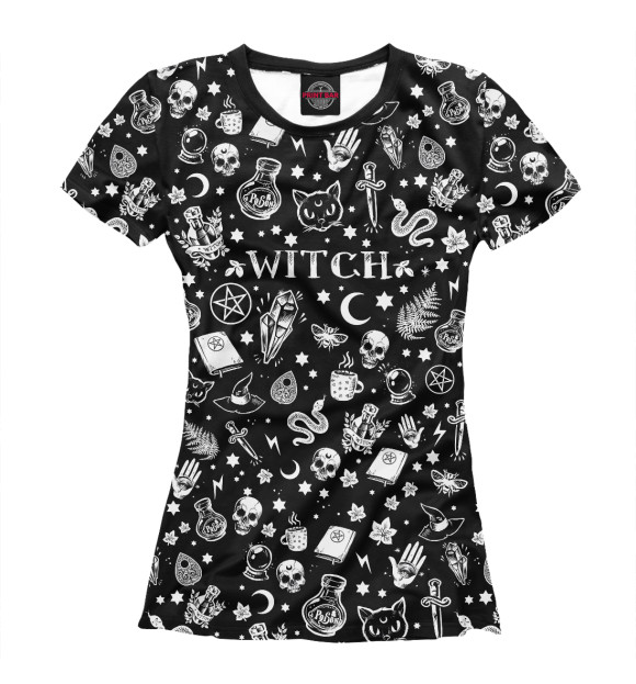 Женская футболка с изображением Witch цвета Белый