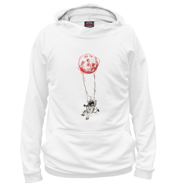 Мужское худи с притом Футболка - космонавт цвета Белый Мужское худи с изображением Футболка - космонавт цвета Белый