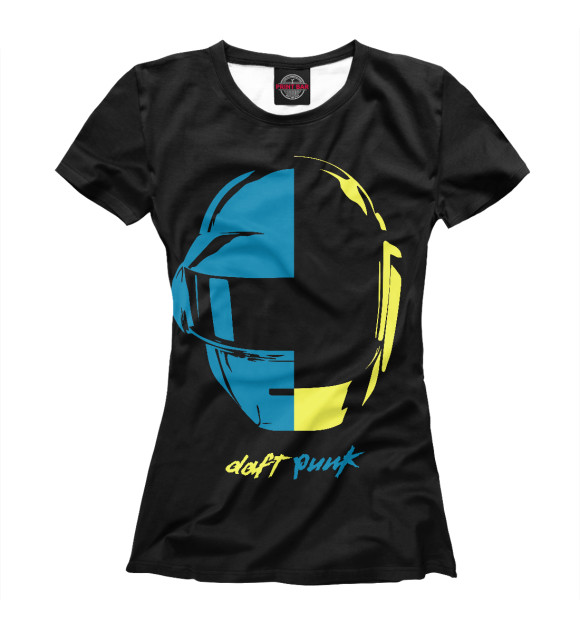 Женская футболка с изображением Шлем Daft Punk цвета Белый