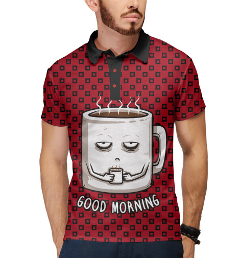 

Поло Print Bar, Белый, Good Morning