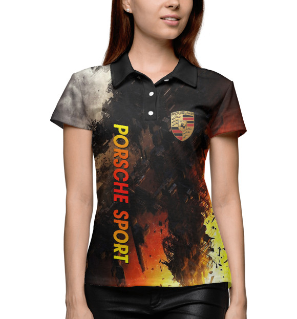 Женское поло с изображением Porsche | Порш цвета Белый