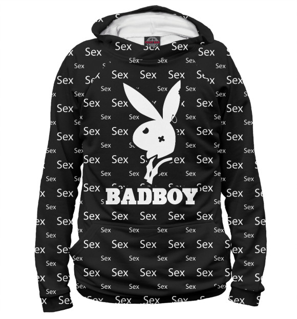 Женское худи с изображением Bad boy цвета Белый