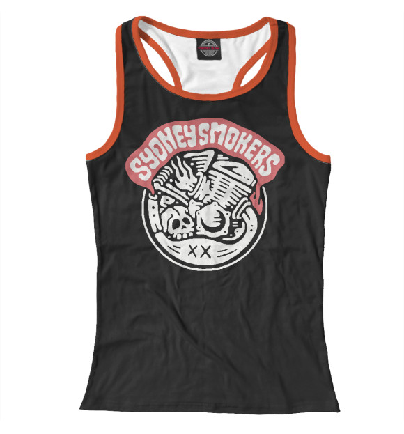 Женская майка-борцовка с изображением Байк клуб цвета Белый