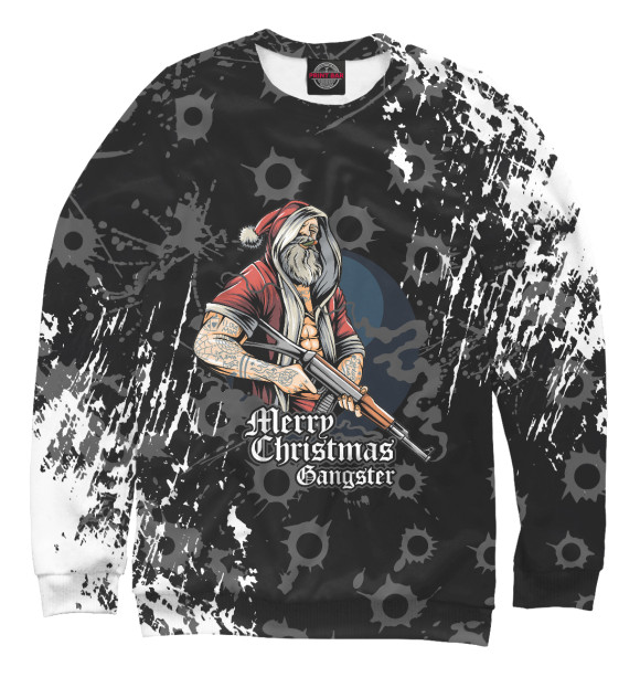 Свитшот для мальчиков с изображением Merry Christmas Gangster цвета Белый