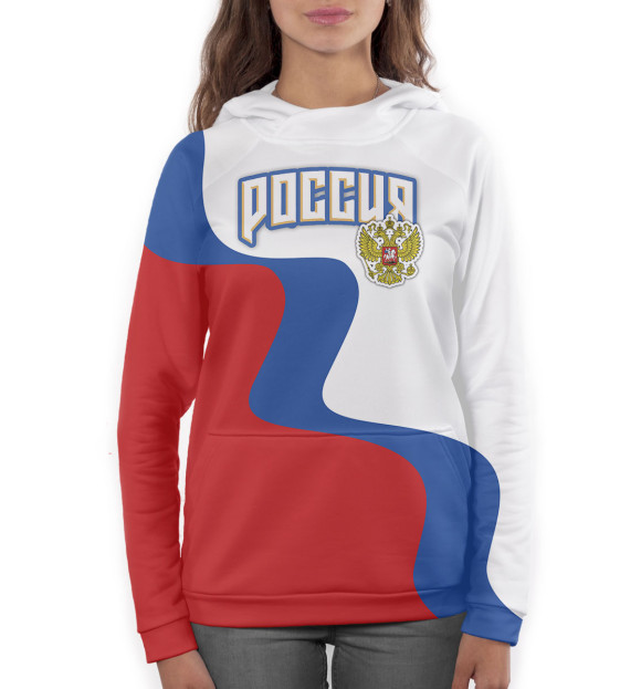 Женское худи с изображением Сборная России цвета Белый