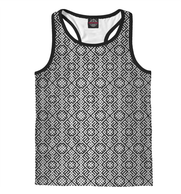 Мужская майка-борцовка с изображением Макошь (Обережная Вышивка) цвета Белый