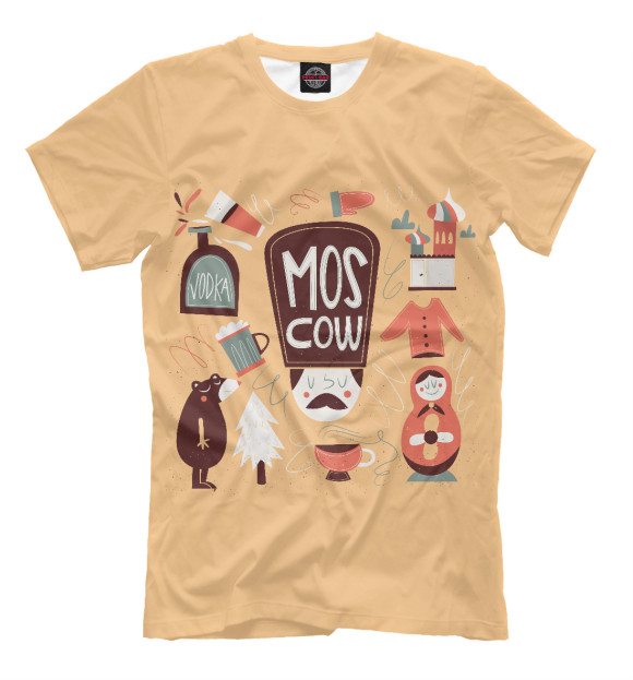 Мужская футболка с изображением Moscow цвета Персиковый