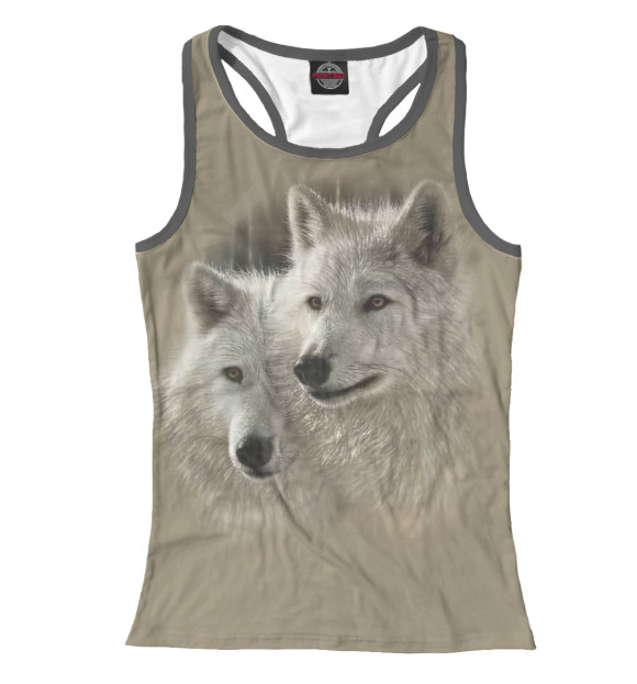 Женская майка-борцовка с изображением Белые волки цвета Белый