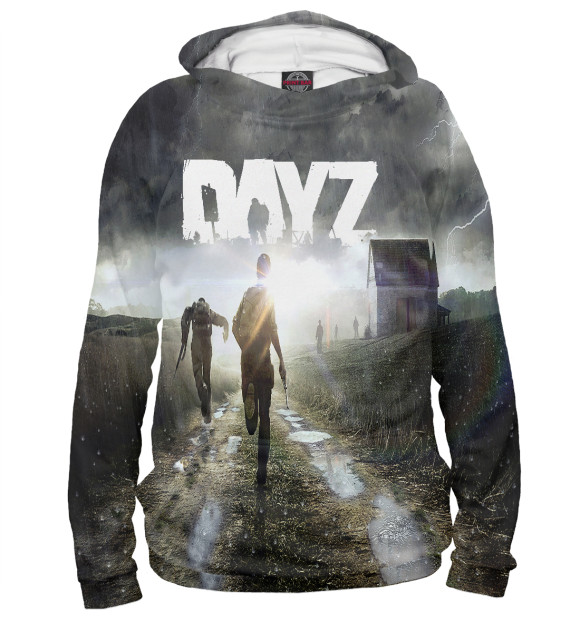 Мужское худи с изображением Dayz цвета Белый