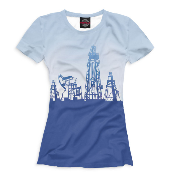 Женская футболка с изображением Нефтедобыча цвета Белый