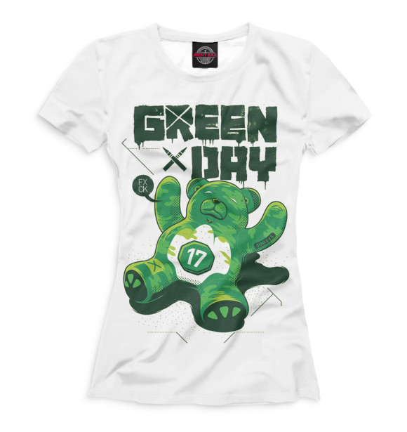 Женская футболка с изображением Green Day цвета Белый
