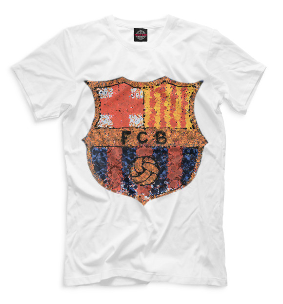 Мужская футболка с изображением FCB мозаика цвета Белый