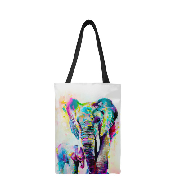 Сумка-шоппер с изображением Слонёнок с мамой цвета 