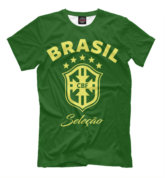 Мужская футболка с изображением Бразилия цвета Темно-зеленый