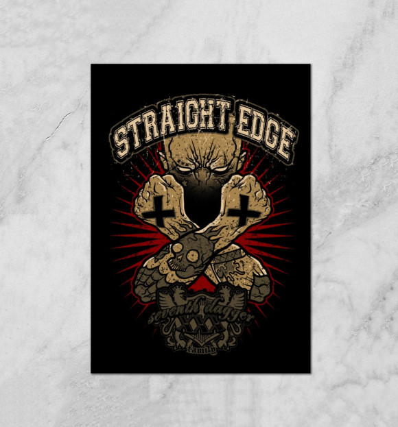 Плакат с притом Straight Edge цвета Белый Плакат с изображением Straight Edge цвета Белый