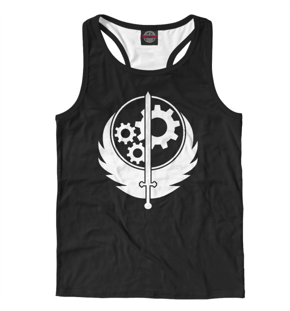 Мужская майка-борцовка с притом Братство Стали цвета Белый Мужская майка-борцовка с изображением Братство Стали цвета Белый