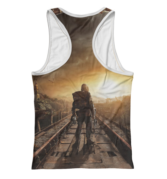 Женская майка-борцовка с изображением Metro 2033 постапокалипсис цвета Белый