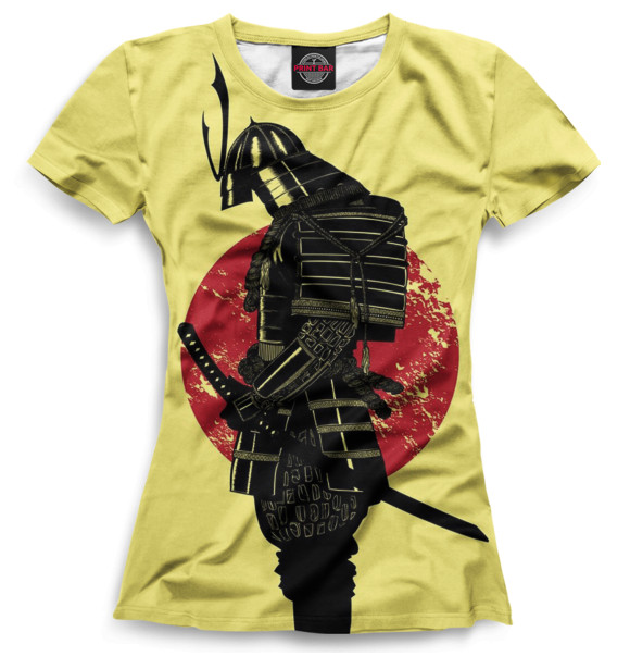 Женская футболка с изображением Доспехи самурая цвета Желтый