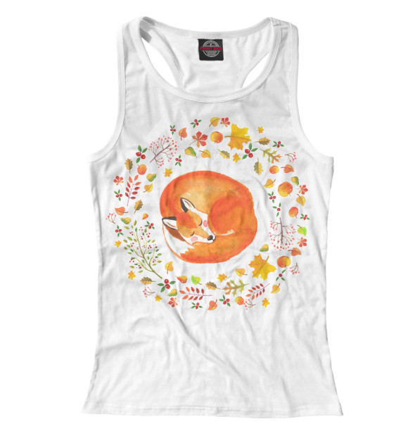 Женская майка-борцовка с изображением Лисица цвета Белый