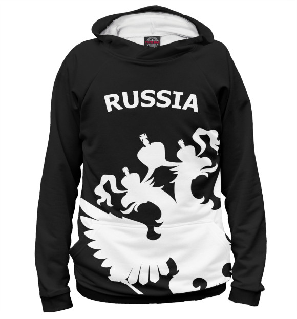 Мужское худи с изображением Russia Black&White Collection цвета Белый