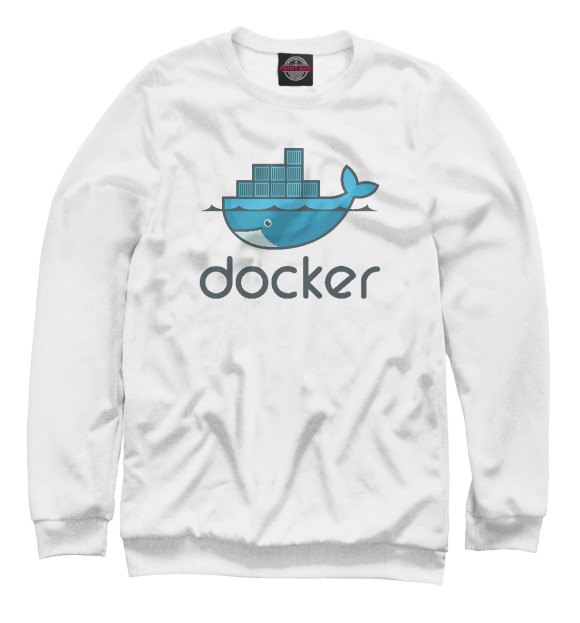 Мужской свитшот с изображением Docker цвета Белый