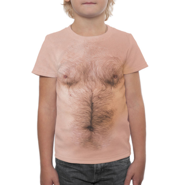 Футболка для мальчиков с изображением Волосатая грудь цвета Белый