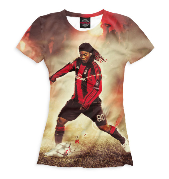 Женская футболка с изображением Роналдиньо цвета Белый