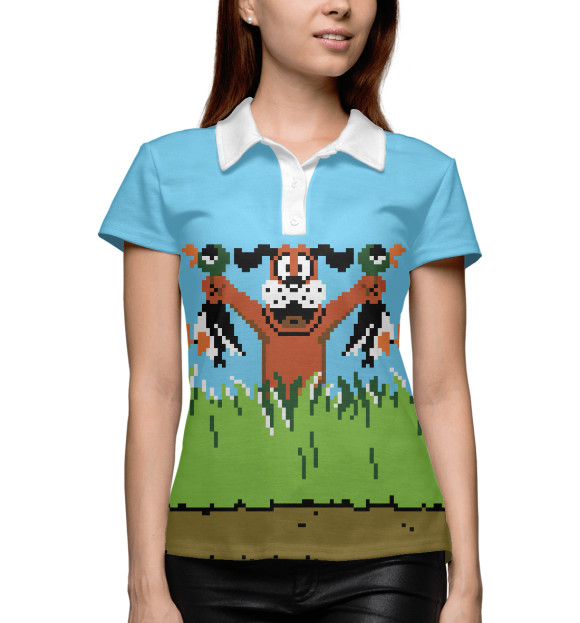 Женское поло с изображением Duck Hunt (NES) Dog цвета Белый