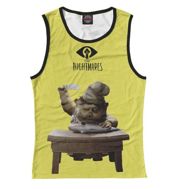 Майка для девочки с изображением Creepy cook of Little nightmares цвета Белый