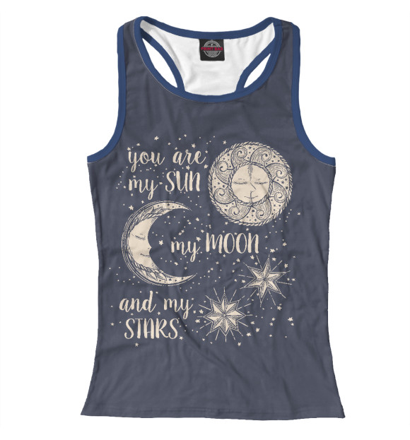 Женская майка-борцовка с изображением Солнце Луна цвета Белый