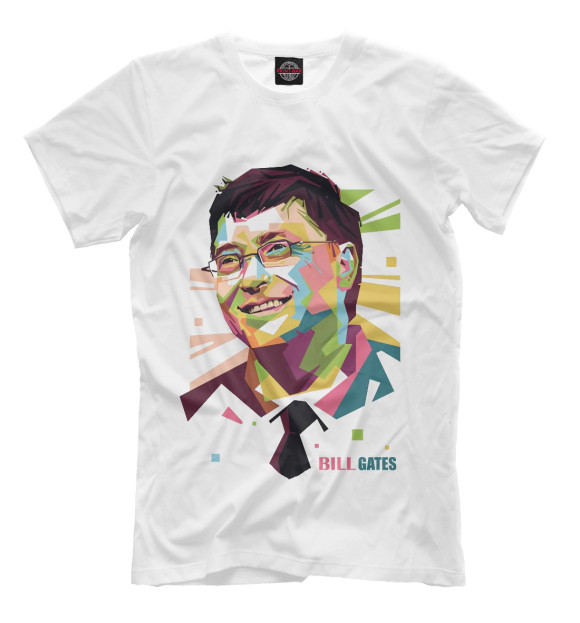 Мужская футболка с изображением Билл Гейтс цвета Молочно-белый