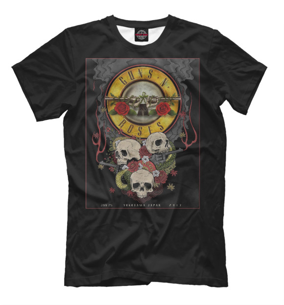 Футболка для мальчиков с изображением Guns N’ Roses band цвета Черный