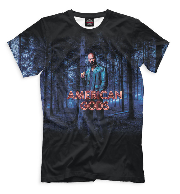 Мужская футболка с изображением Американские боги цвета Черный