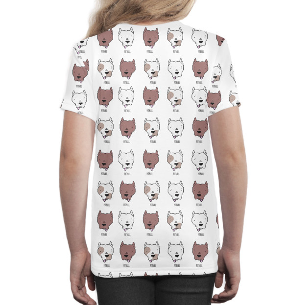 Футболка для девочек с притом Питбуль цвета Белый Футболка для девочек с изображением Питбуль цвета Белый