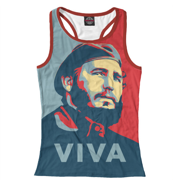 Женская майка-борцовка с изображением Фидель Кастро цвета Белый