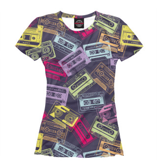 Женская футболка Разноцветные кассеты