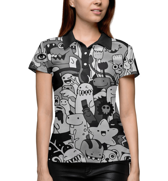Женское поло с изображением Монстры цвета Белый