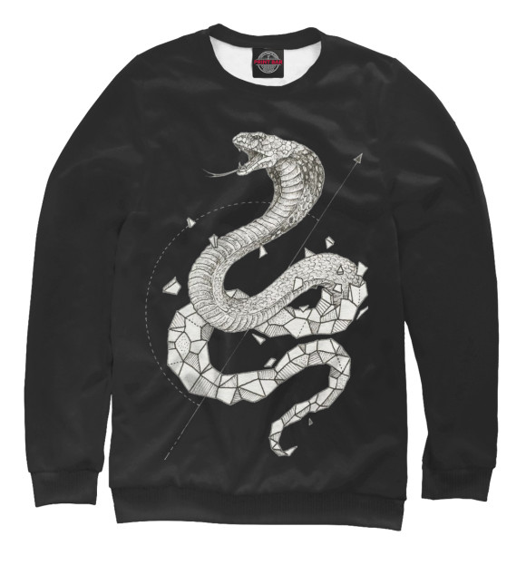 Мужской свитшот с изображением Geometric dark snake цвета Белый