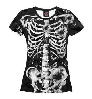 Футболка для девочек Floral Skeleton