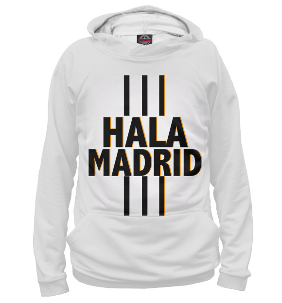 Мужское худи с изображением Hala Madrid цвета Белый